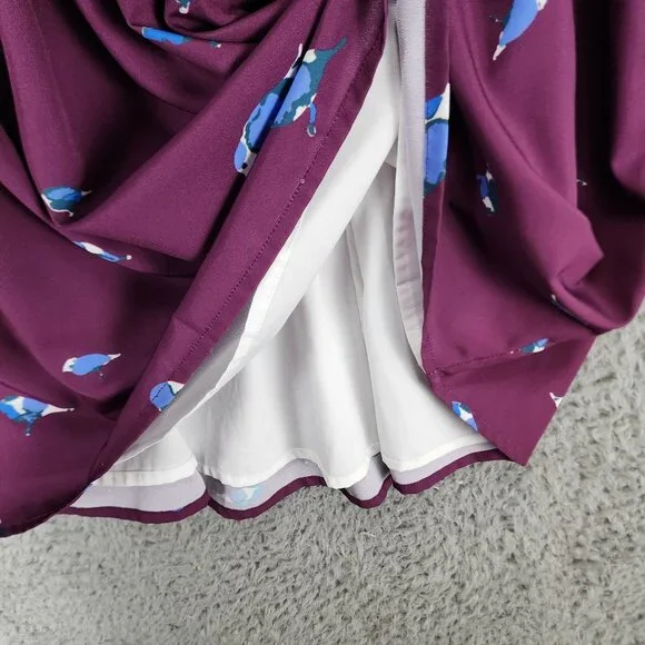 eShakti Dress Womens XL Purple Birds Short Sleeve Fit & Flare - Picture 8 of 15